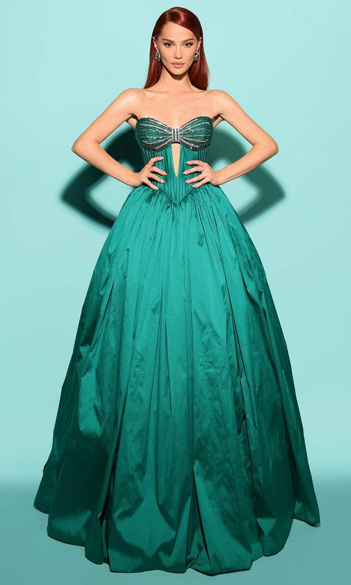 Tarik Ediz 53042 - Sweetheart Strapless Ballgown Ball Gowns 0 / Emerald
