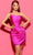 Tarik Ediz 53157 - Asymmetric Neckline Satin Cocktail Dress Special Occasion Dress 0 / Fuchsia