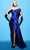 Tarik Ediz 98460 - Asymmetric Taffeta Sheath Gown Evening Dresses 0 / Royal Blue