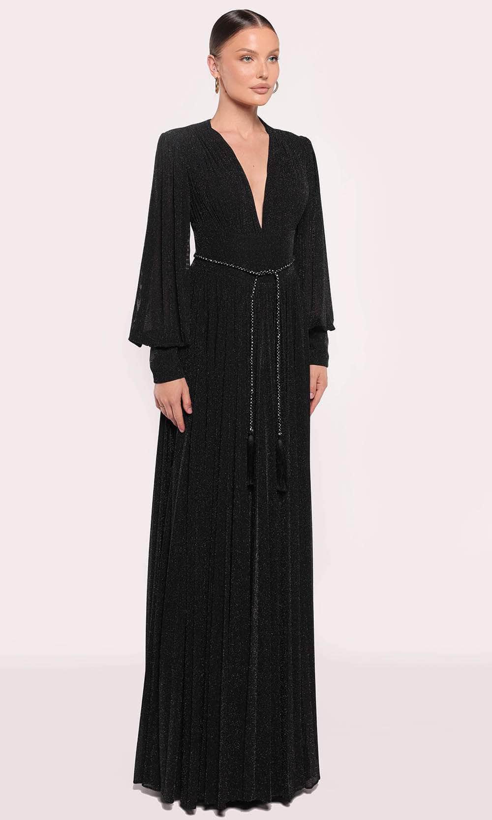 black bell sleeve maxi dress Tarik Ediz 98875 - Long Jersey A-Line Dress