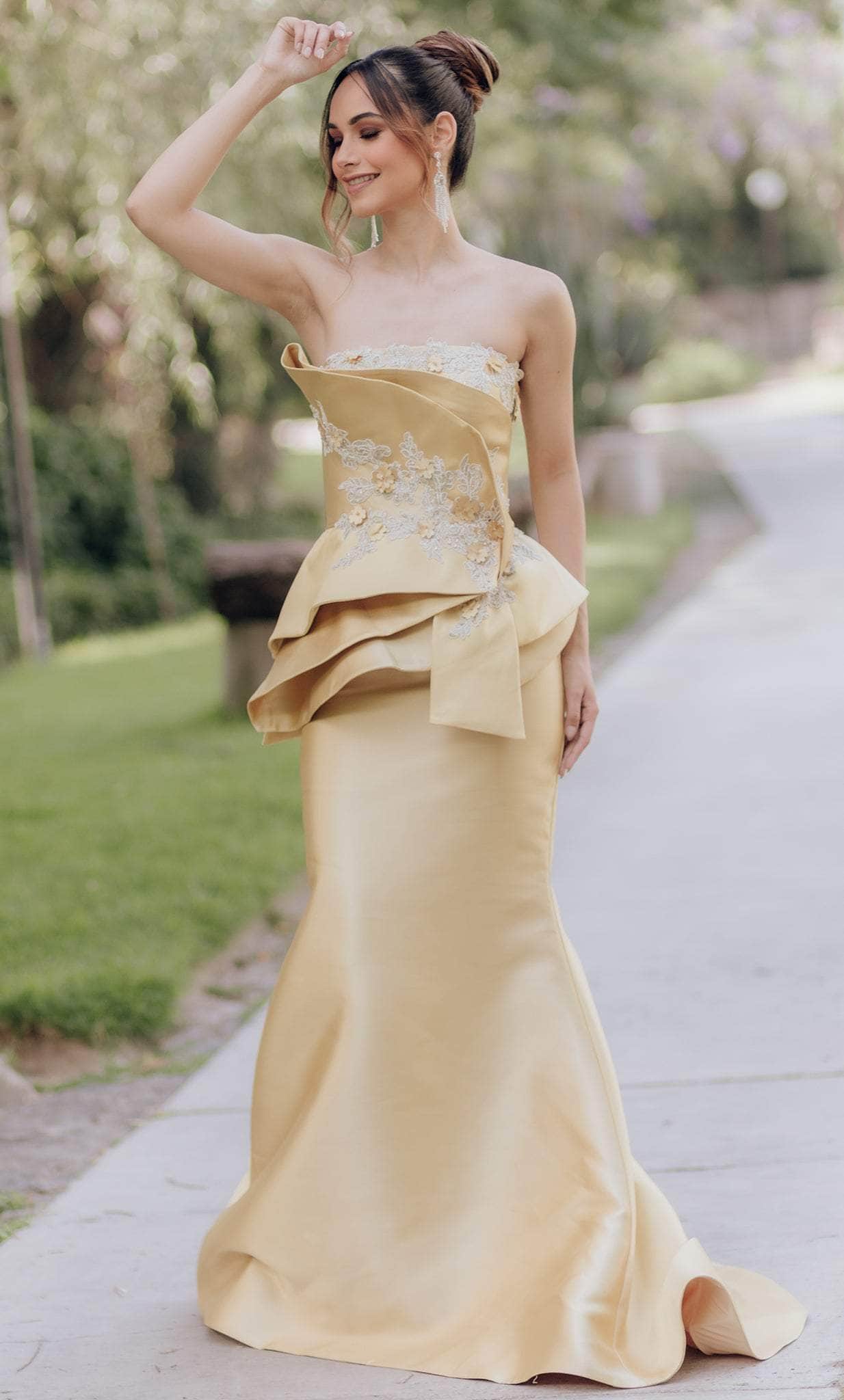 Terani Couture 232E1239 Ruffled Embroidered Evening Gown