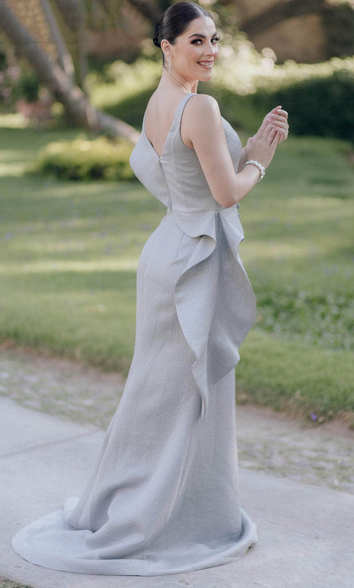 Terani Couture - 1921H0354 Embellished Plunging V-neck A-line Dress
