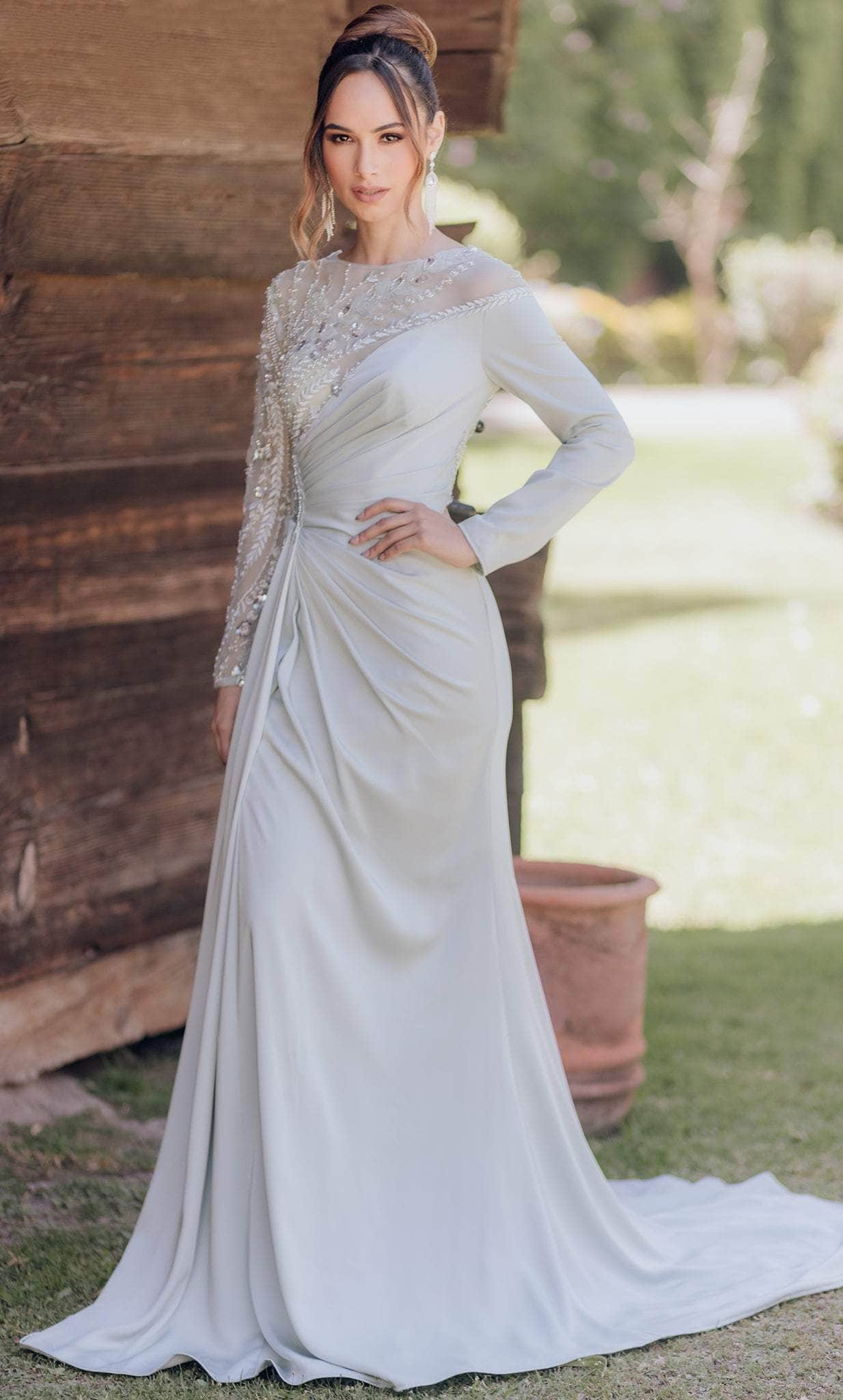 Terani Couture 232E1335 - Embellished Long Sleeve Evening Dress Terani Couture 232E1335 - Embellished Long Sleeve Evening Dress