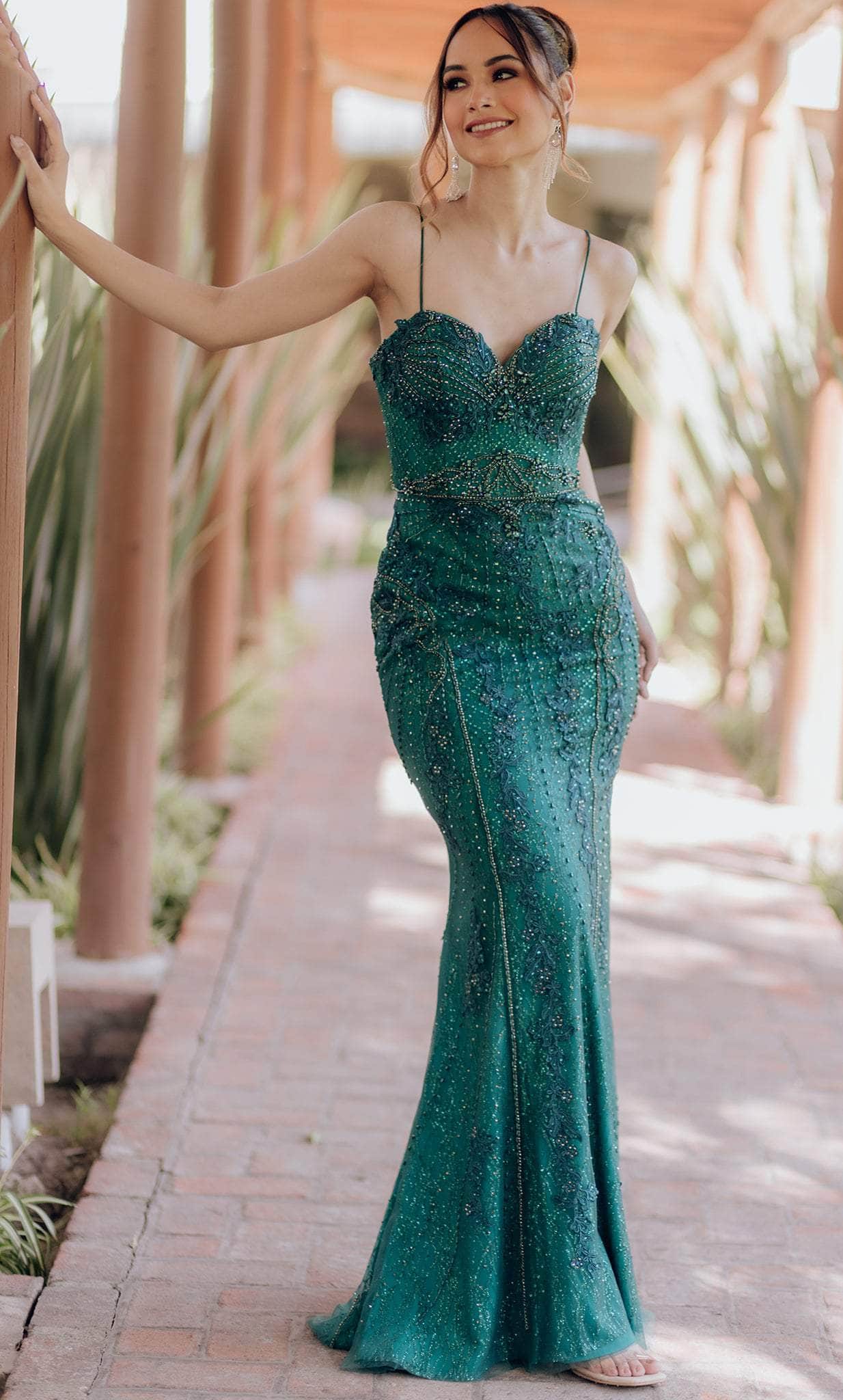 Terani Couture 232GL1402 - Long Tulle Sheath Dress - Sleeveless, Spaghetti Straps, Back Zipper Closure, Mid-Rise Back, Train Couture Candy Terani Couture 232GL1402 - Long Tulle Sheath Dress - Sleeveless, Spaghetti Straps, Back Zipper Closure, Mid-Rise Back, Train Couture Candy
