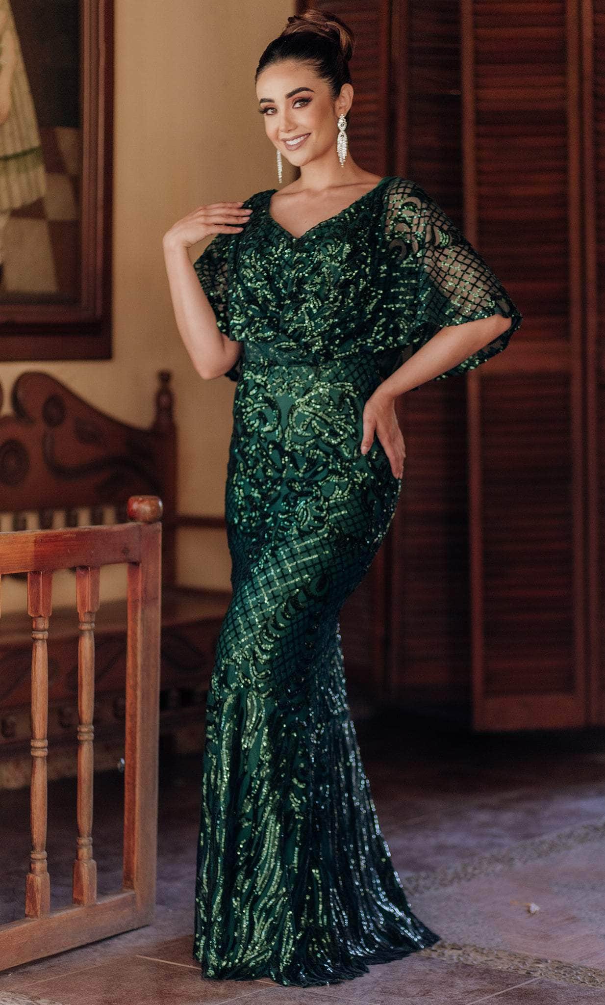 Terani Couture 232M1516 - Sequin Lace Sheath Evening Gown Terani Couture 232M1516 - Sequin Lace Sheath Evening Gown