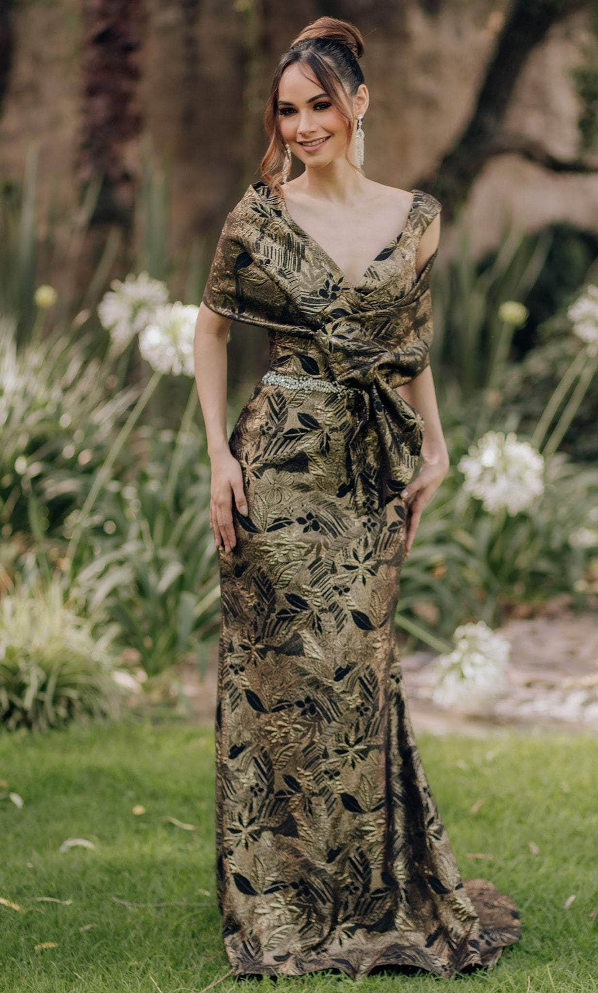 Terani Couture 232M1521 Sleeveless V-Neck Evening Dress