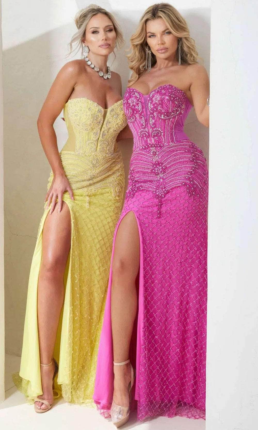 Terani Couture 241P2208 - Long Tulle Sheath Dress - Strapless, Beaded, Corset Bodice, Sheer Insert, Back Zipper Closure, Slit, Back Zipper Closure Couture Candy Terani Couture 241P2208 - Long Tulle Sheath Dress - Strapless, Beaded, Corset Bodice, Sheer Insert, Back Zipper Closure, Slit, Back Zipper Closure Couture Candy