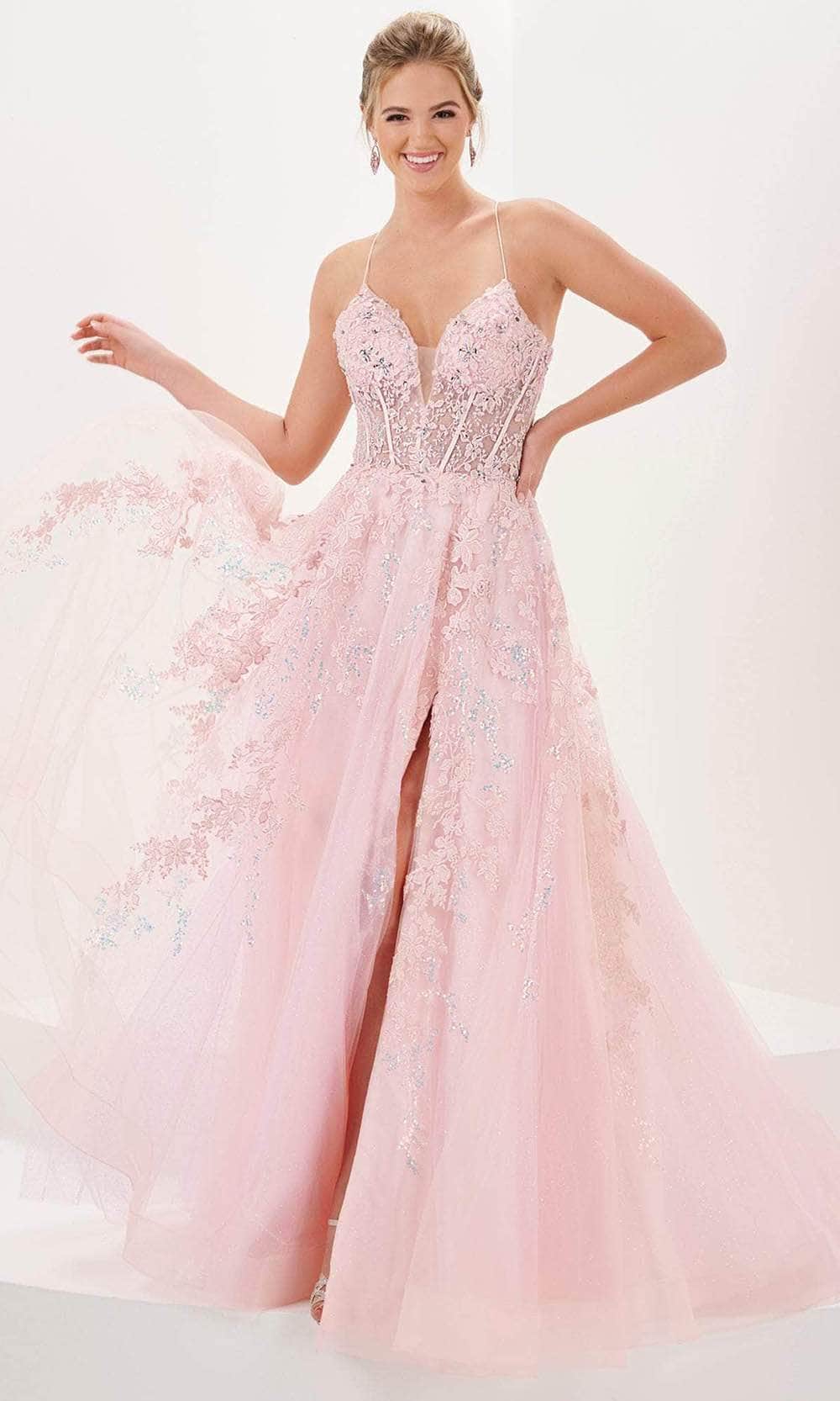 Tiffany Designs 16056 - Corset Prom Dress with Slit Tiffany Designs 16056 - Corset Prom Dress with Slit