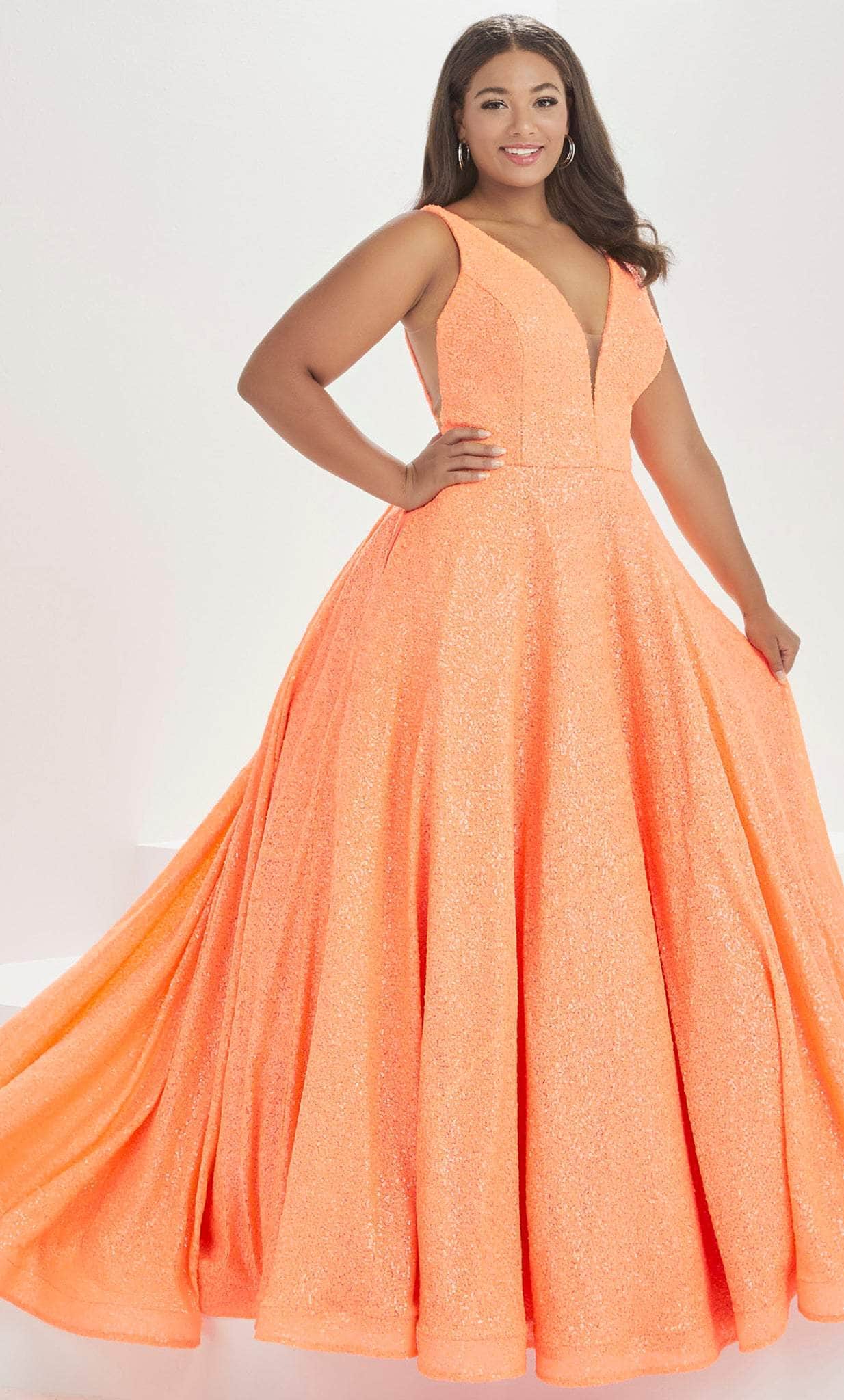 Tiffany Designs by Christina Wu 16046 - Plunging Sequined Prom Gown 20W / Orange - Shop Tiffany Designs dresses on Couture Candy at CoutureCandy.com Tiffany Designs by Christina Wu 16046 - Plunging Sequined Prom Gown 20W / Orange - Shop Tiffany Designs dresses on Couture Candy at CoutureCandy.com