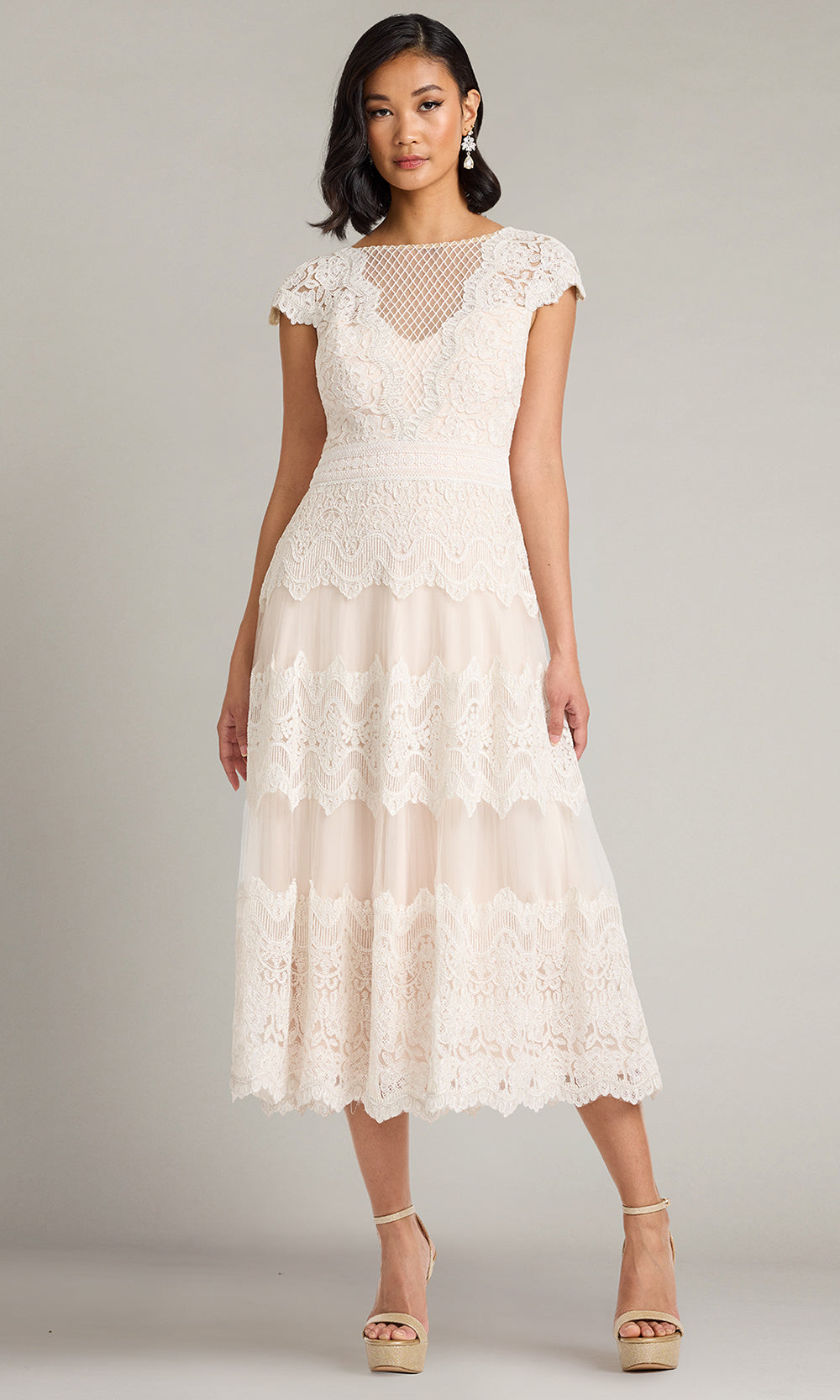 Tadashi Shoji Women's Macia Lace Midi Dress - Ivory/Cream - Size 2