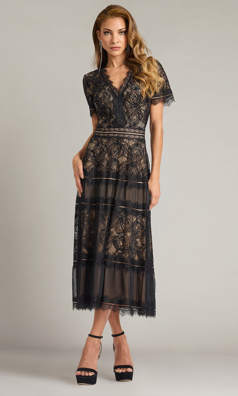 tadashi shoji sabine plunge v-neck twist-front long-sleeve mini dress Tadashi Shoji Sabine Plunge V-Neck Twist-Front Long-Sleeve Mini Dress