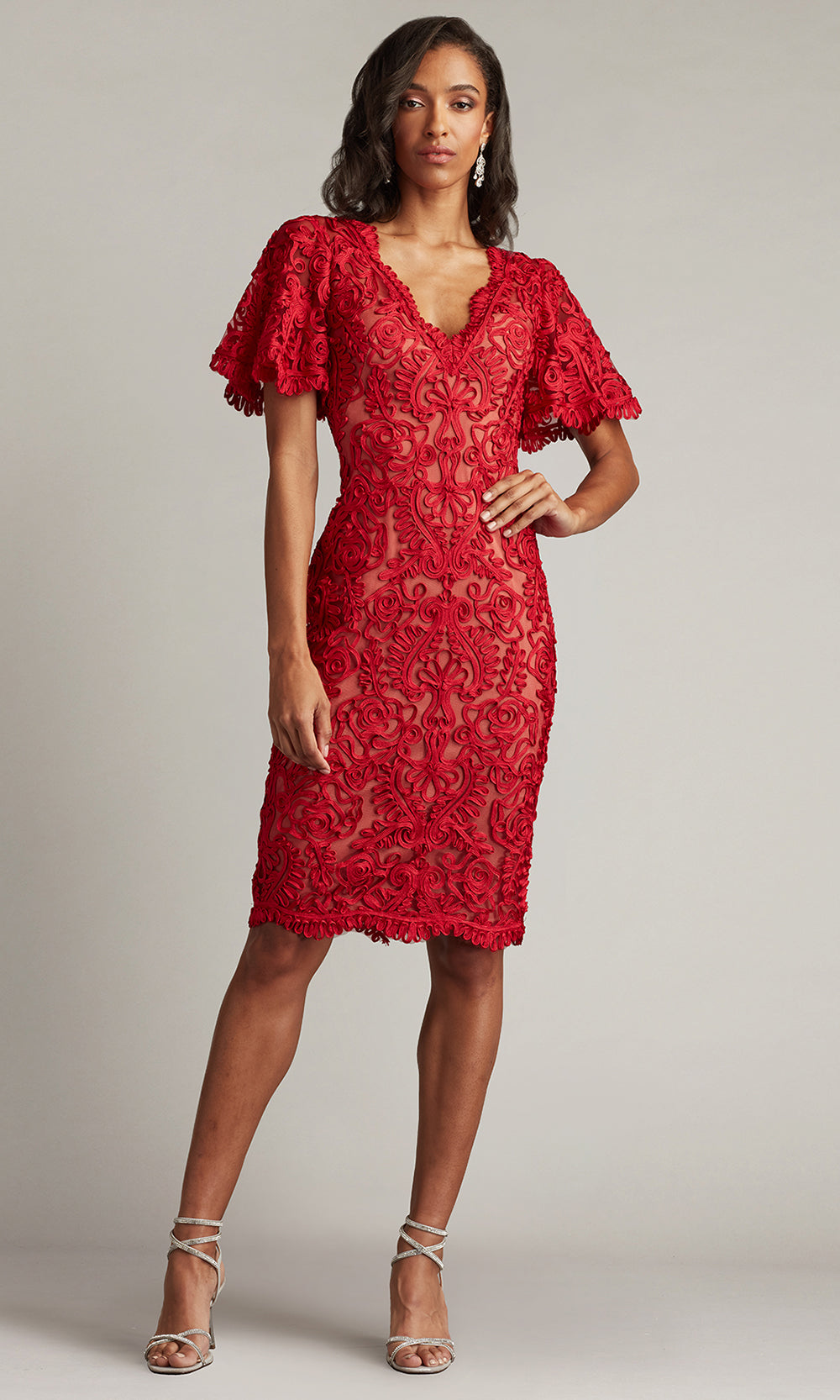 tadashi shoji cocktail dresses on sale Brone Illusion Lace Cocktail Dress