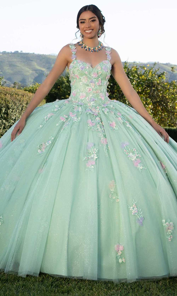 Vizcaya by Mori Lee 89424 - Sleeveless 3D Floral Embroidered Ballgown Ball Gowns 00 / Sage/Multi