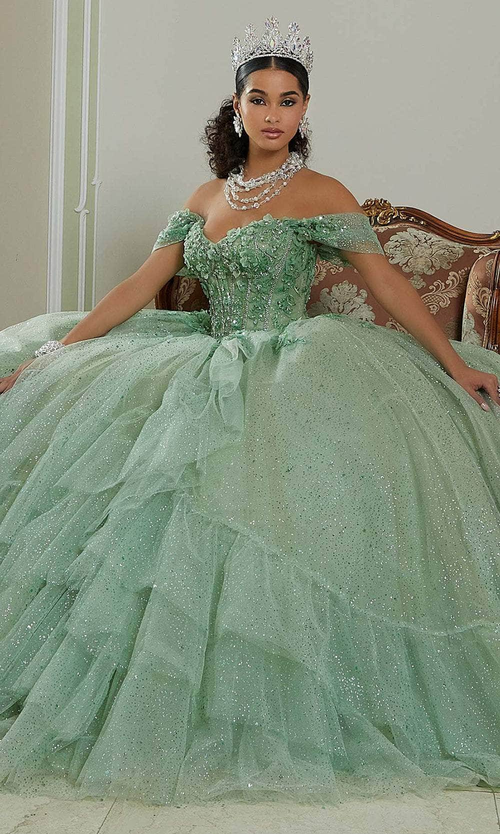 Vizcaya by Mori Lee 89483 - Long Sparkle Tulle Ballgown Dress - Strapless, 3D Floral Appliques, Rhinestone Beads, Multi-Tiered Ruffle Skirt, Lace-Up Vizcaya by Mori Lee 89483 - Long Sparkle Tulle Ballgown Dress - Strapless, 3D Floral Appliques, Rhinestone Beads, Multi-Tiered Ruffle Skirt, Lace-Up