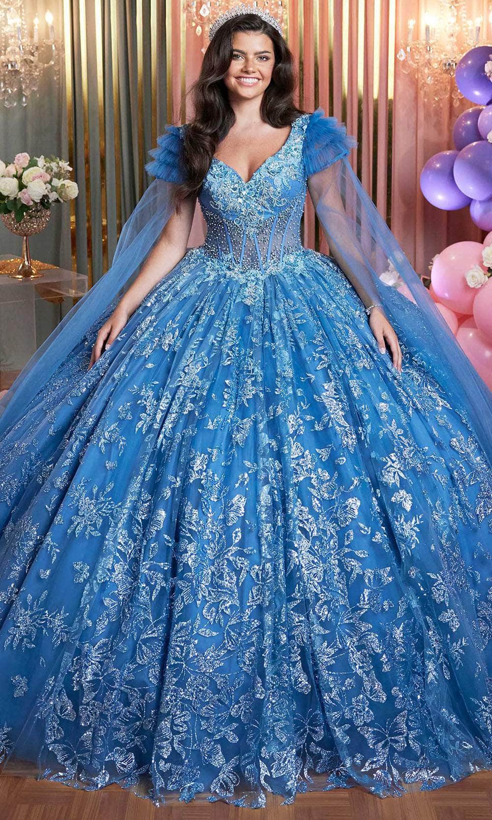 blue layered tulle dress Beautiful Blue Tiered Tulle A-line Floor Length Sweetheart Prom Dresses, MP769