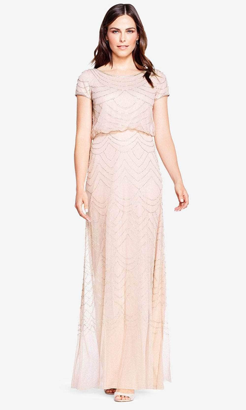 Adrianna Papell 191916100 - Cap Sleeve Beaded Mesh Evening Dress Adrianna Papell 191916100 - Cap Sleeve Beaded Mesh Evening Dress