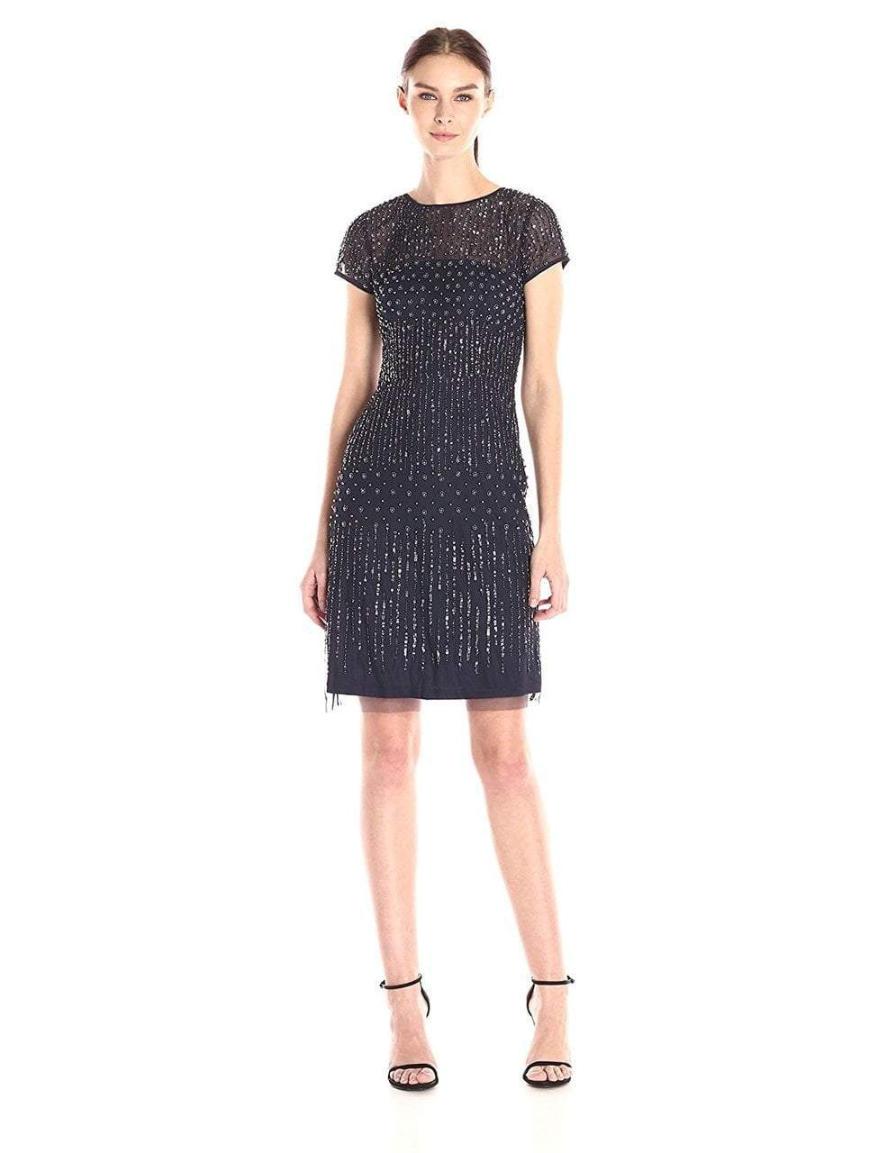 Adrianna Papell 41926810 Cap Sleeve Rivulet Beaded Sheath Dress