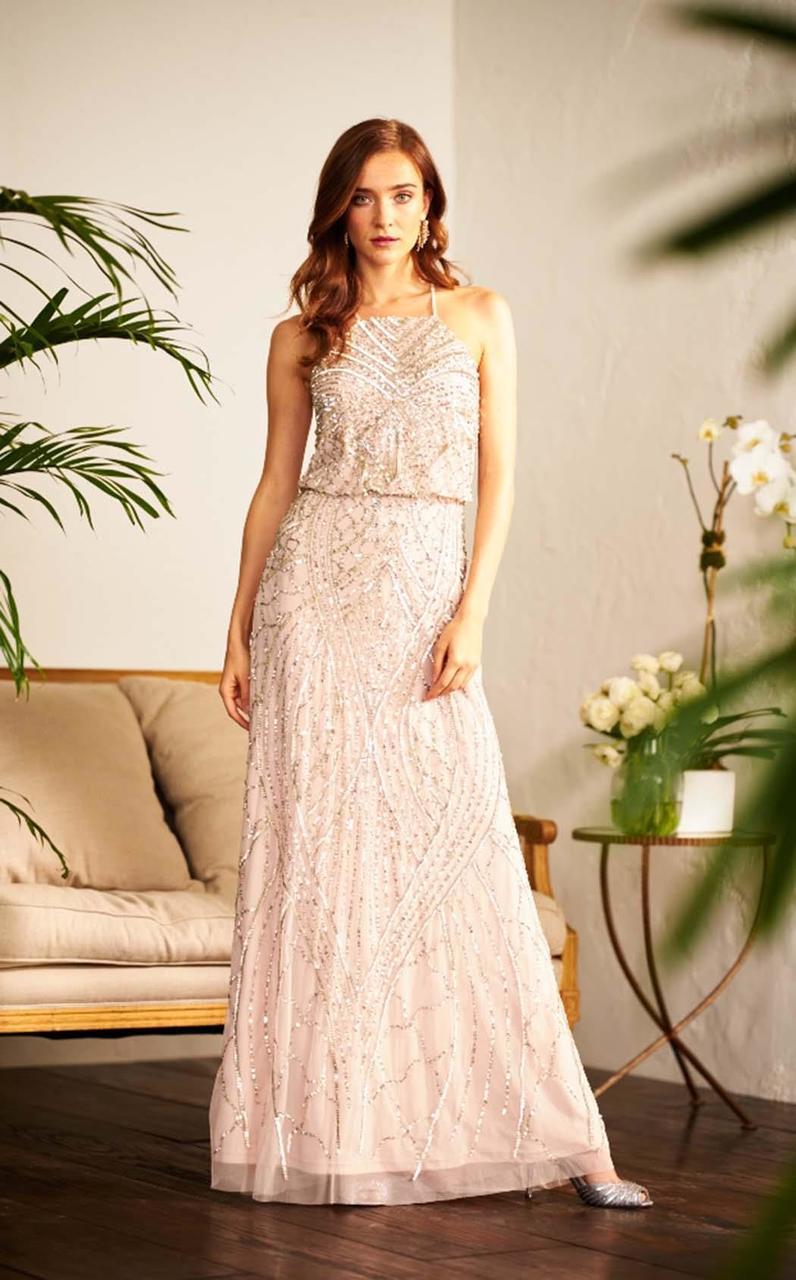Adrianna Papell - 91907930 Bedazzled Halter Blouson Sheath Dress Couture Candy Adrianna Papell - 91907930 Bedazzled Halter Blouson Sheath Dress Couture Candy