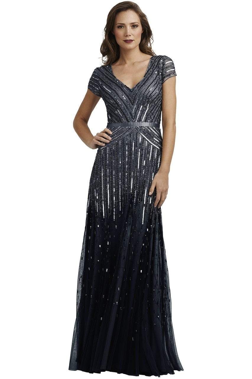 Adrianna Papell Cap-Sleeve Embellished Gown - Black 10 Adrianna Papell Cap-Sleeve Embellished Gown - Black 10