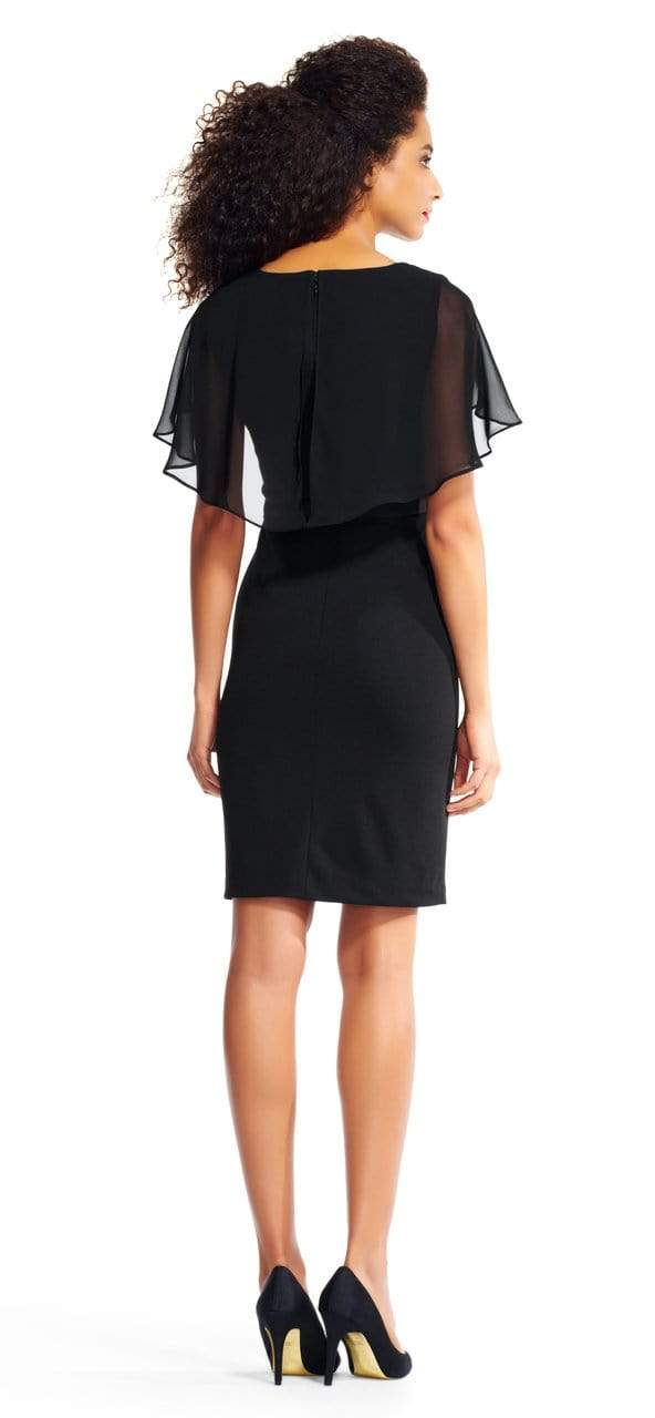Adrianna Papell Knit Crepe Capelet Sheath Women's Dress Black : 2 Adrianna Papell Knit Crepe Capelet Sheath Women's Dress Black : 2