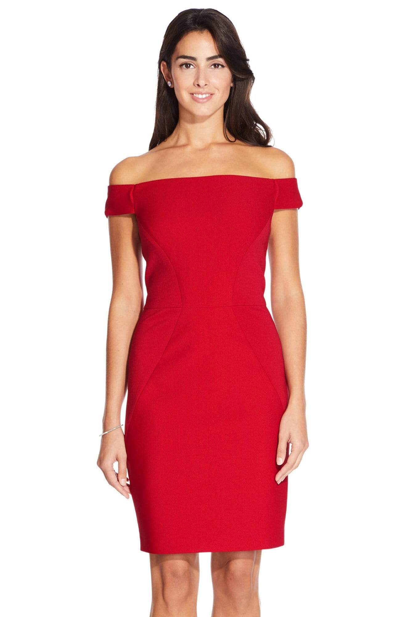 Adrianna Papell - AP1D102854 Off Shoulder Fitted Cocktail Dress Couture Candy Adrianna Papell - AP1D102854 Off Shoulder Fitted Cocktail Dress Couture Candy