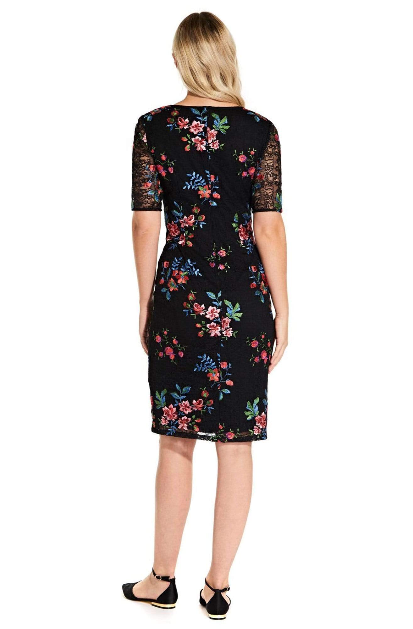 Adrianna Papell - AP1D102954 Floral Embroidered V-neck Sheath Dress Couture Candy Adrianna Papell - AP1D102954 Floral Embroidered V-neck Sheath Dress Couture Candy
