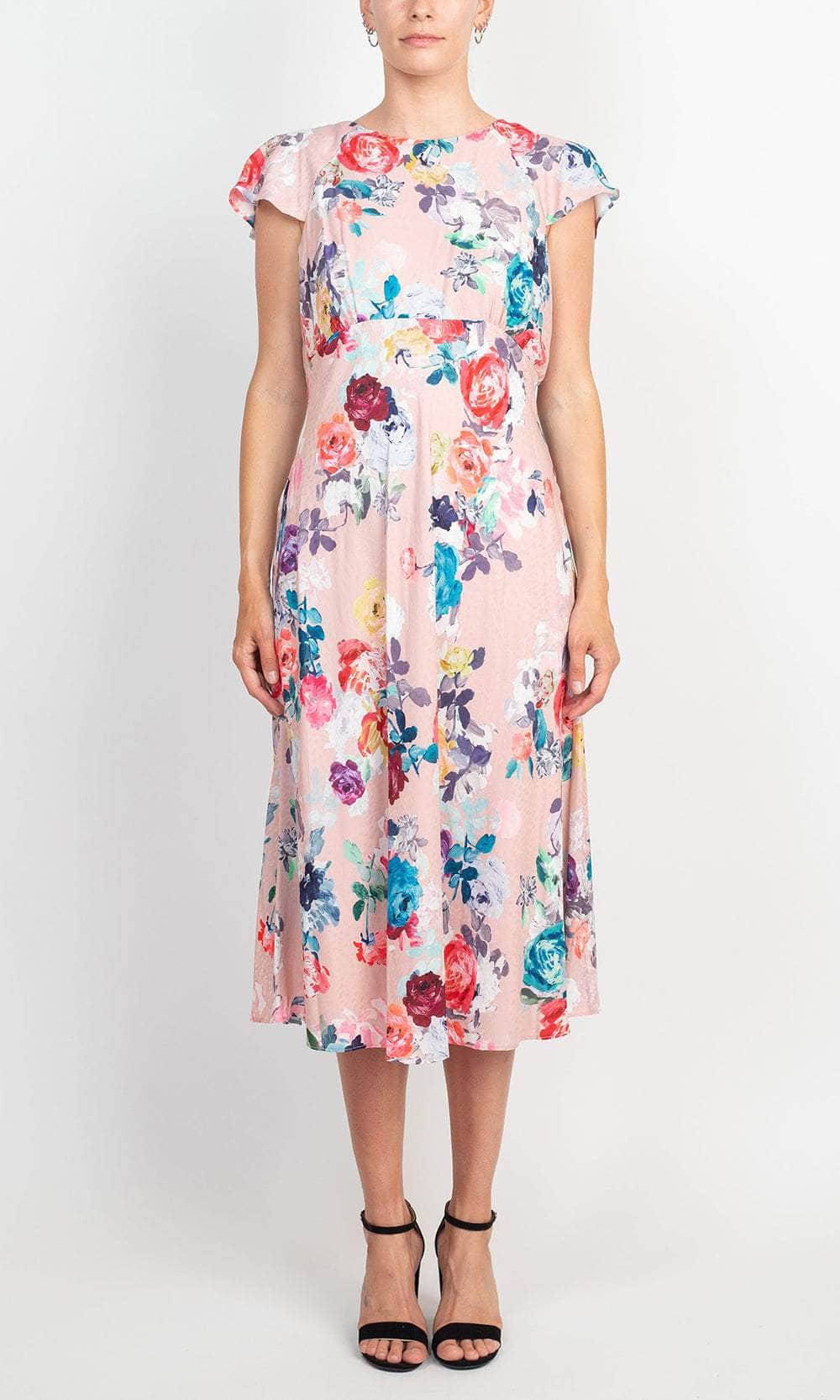 Adrianna Papell AP1D104619 - Floral Jewel Neck Casual Dress Couture Candy Adrianna Papell AP1D104619 - Floral Jewel Neck Casual Dress Couture Candy