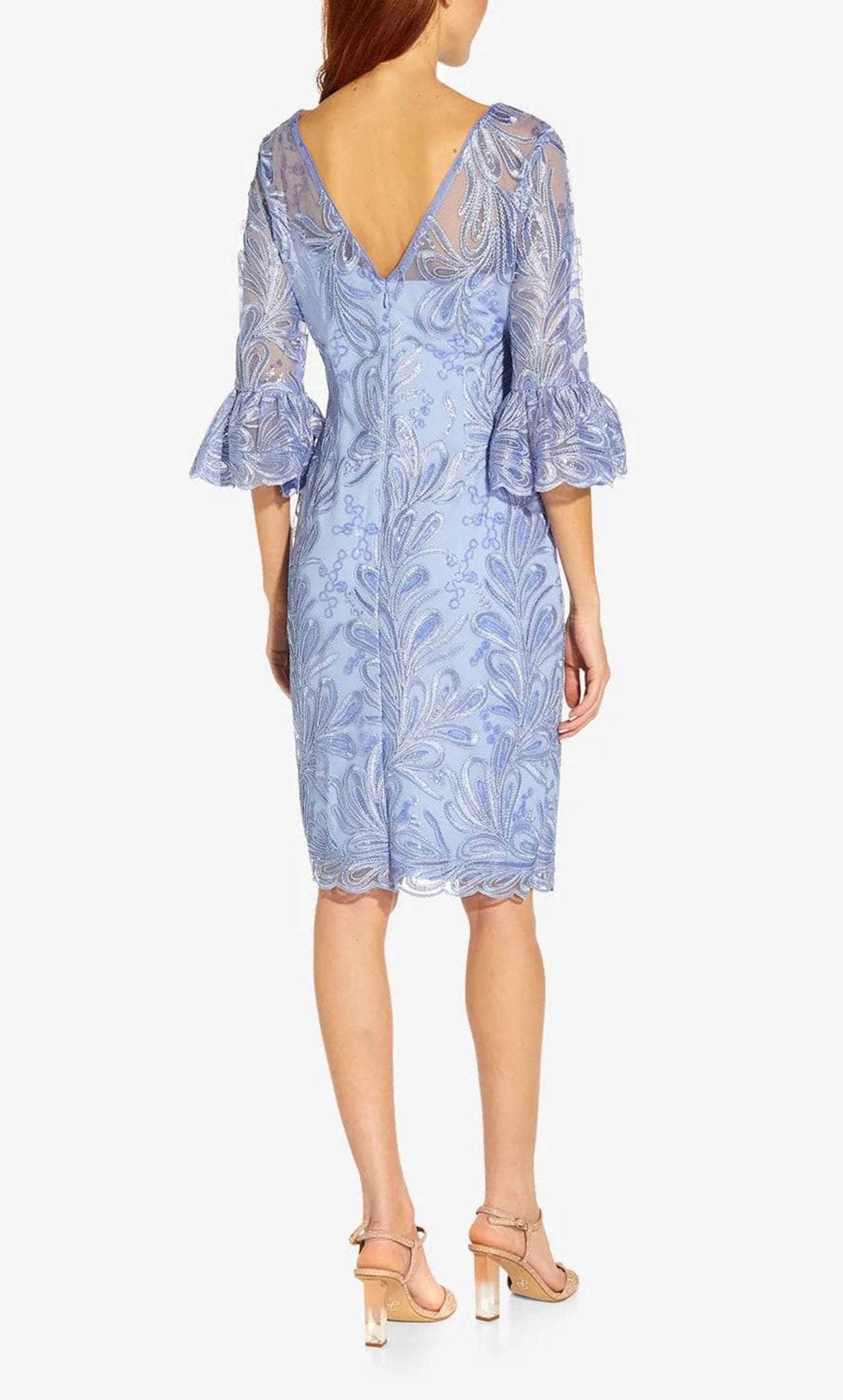 Adrianna Papell AP1D104722 - Embroidered Bell Sleeve Cocktail Dress Adrianna Papell AP1D104722 - Embroidered Bell Sleeve Cocktail Dress