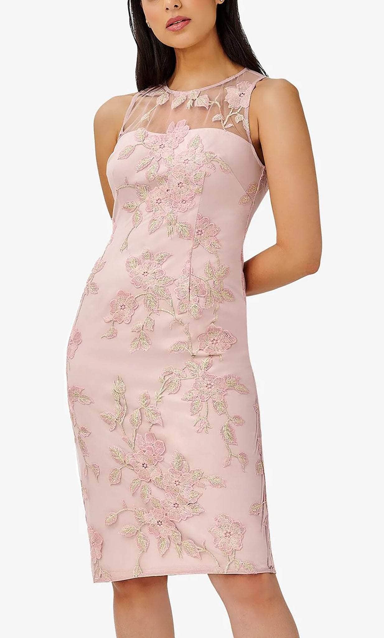 Adrianna Papell AP1D104769 - Sleeveless Illusion Neck Knee-Length Dres Couture Candy Adrianna Papell AP1D104769 - Sleeveless Illusion Neck Knee-Length Dres Couture Candy
