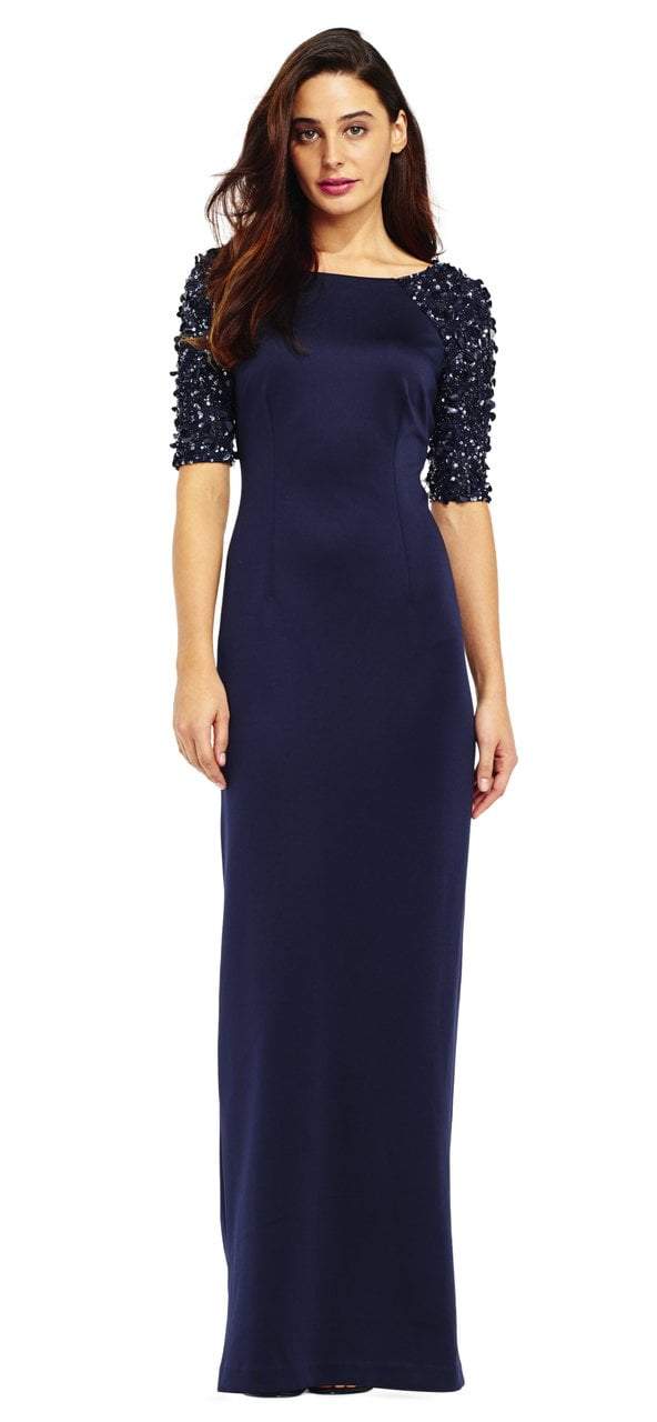 adrianna papell blue sheath dress Adrianna Papell Women's Short-Sleeve Sheath Dress