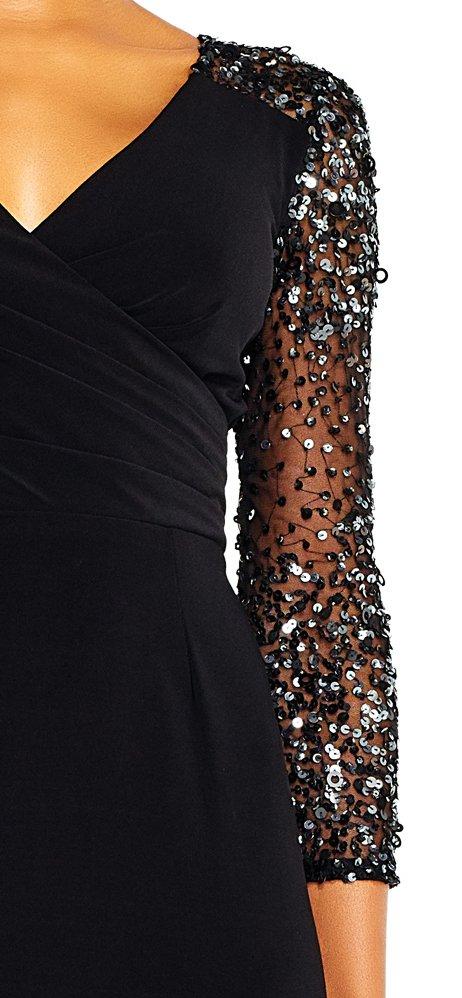 Adrianna Papell - AP1E201493 Sequined Pleated V-neck Sheath Dress Adrianna Papell - AP1E201493 Sequined Pleated V-neck Sheath Dress