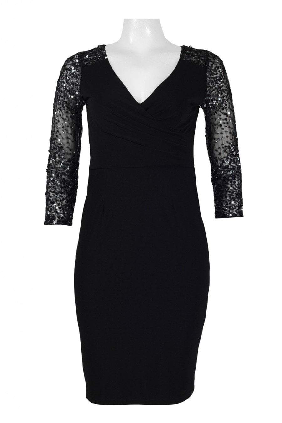 Adrianna Papell - AP1E201493 Sequined Pleated V-neck Sheath Dress Couture Candy Adrianna Papell - AP1E201493 Sequined Pleated V-neck Sheath Dress Couture Candy