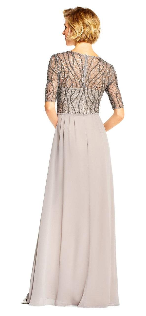 Adrianna Papell - AP1E202610 Elbow Sleeves Beaded Chiffon Gown Adrianna Papell - AP1E202610 Elbow Sleeves Beaded Chiffon Gown