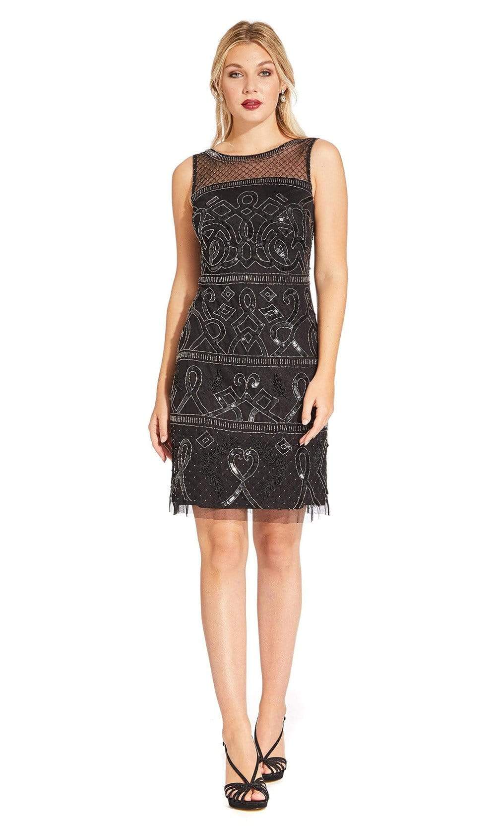 Adrianna Papell - AP1E203952 Beaded Illusion Sheath Cocktail Dress Adrianna Papell - AP1E203952 Beaded Illusion Sheath Cocktail Dress