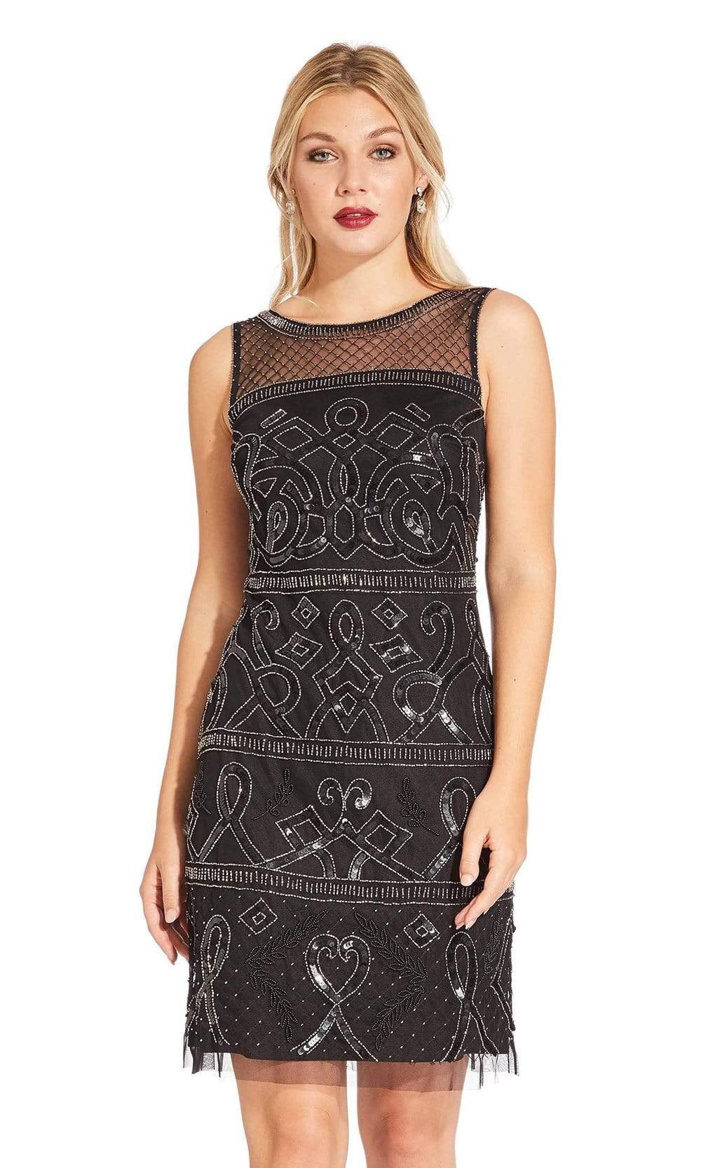 Adrianna Papell - AP1E203952 Beaded Illusion Sheath Cocktail Dress Couture Candy Adrianna Papell - AP1E203952 Beaded Illusion Sheath Cocktail Dress Couture Candy
