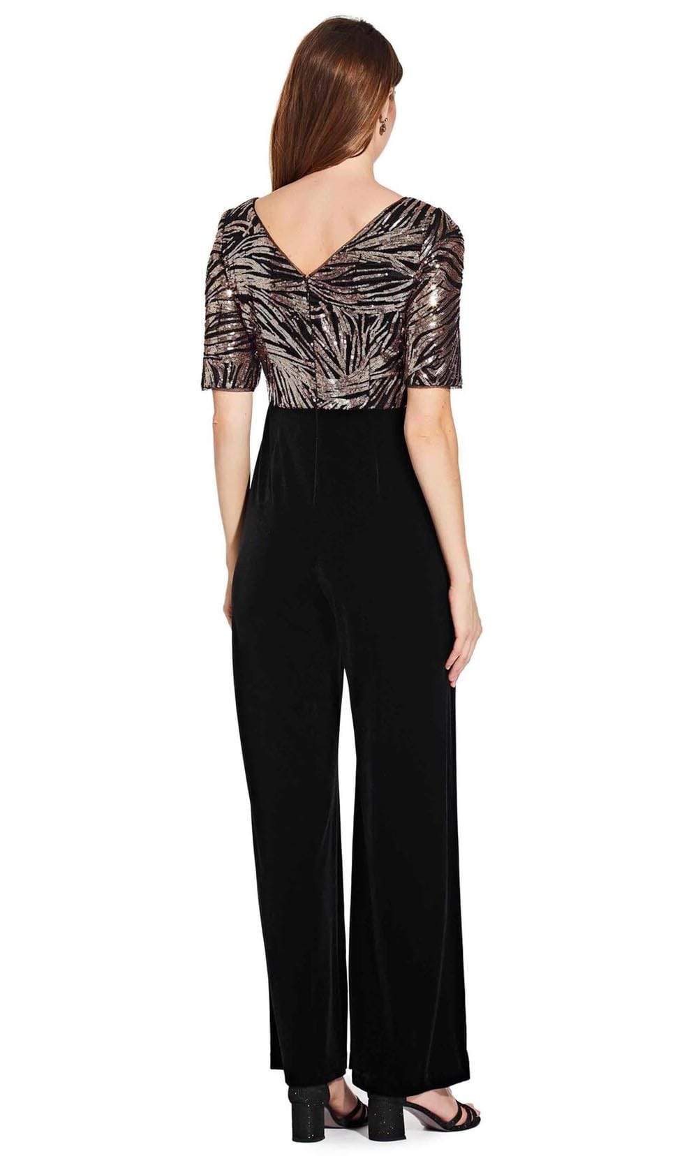 Adrianna Papell AP1E206295 Split Sleeve Sequined Bodice Jumpsuit