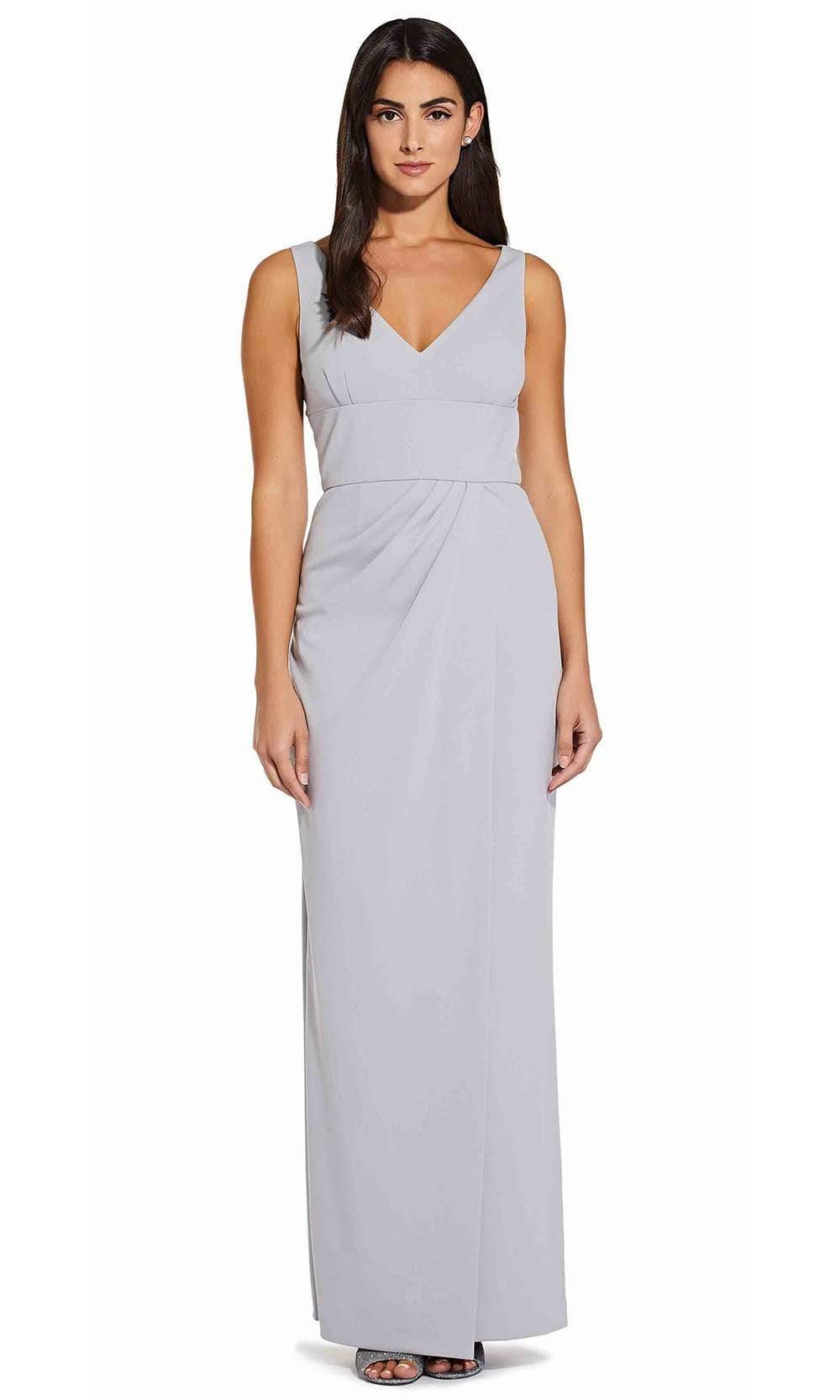 Adrianna Papell AP1E206762 Sleeveless V-Neck Column Long Crepe
