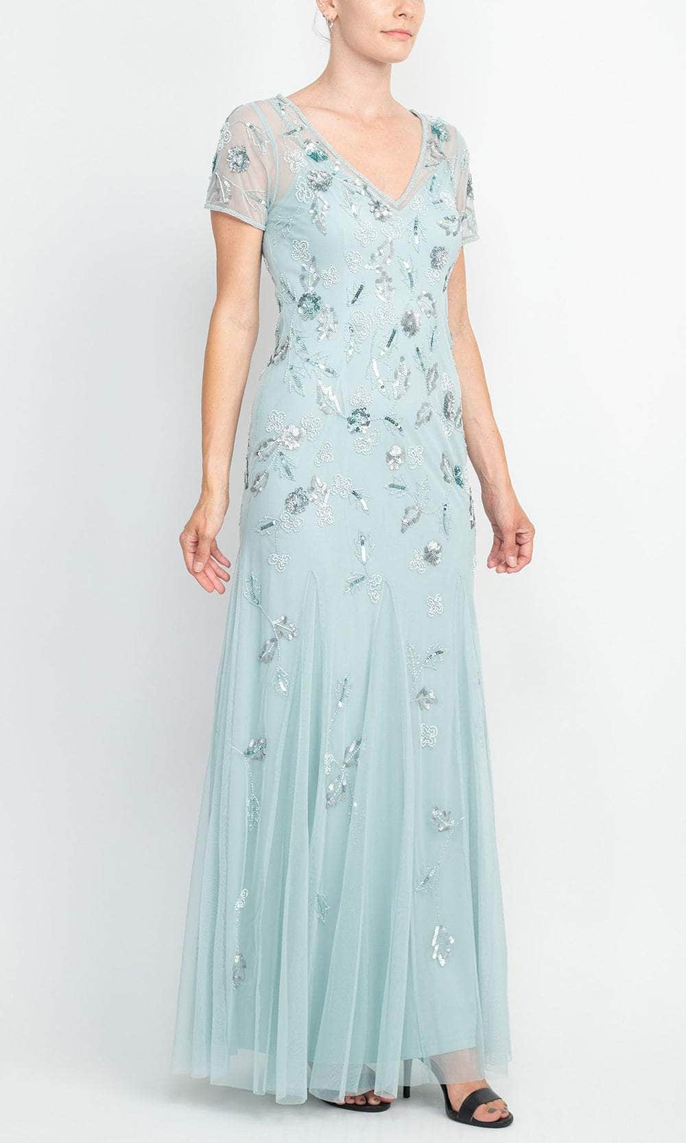 Adrianna Papell AP1E209044 - Short Sleeve Sequin Formal Gown Adrianna Papell AP1E209044 - Short Sleeve Sequin Formal Gown