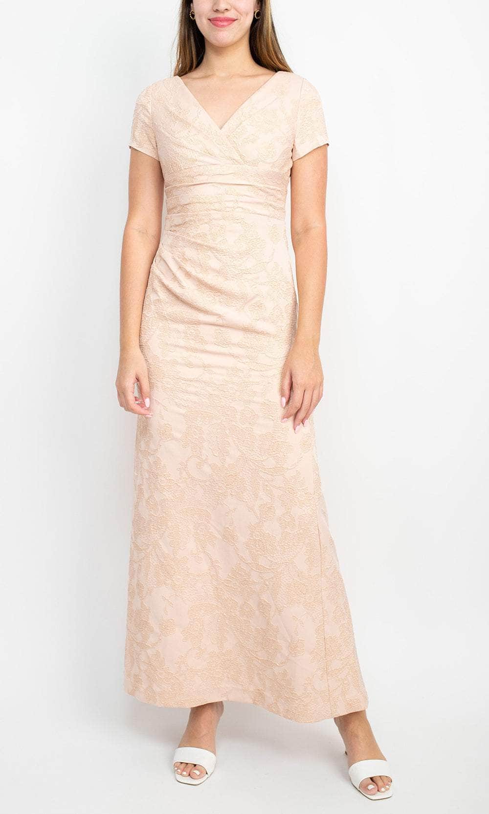 Adrianna Papell AP1E209340 - V-Neck Ruched Evening Gown Adrianna Papell AP1E209340 - V-Neck Ruched Evening Gown