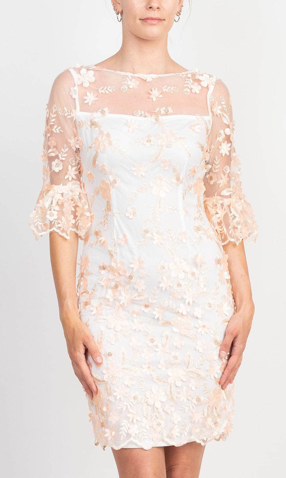 Adrianna Papell AP1E209447 - Embroidered Petal Cocktail Dress - 2 / Ivory Blush Adrianna Papell AP1E209447 - Embroidered Petal Cocktail Dress - 2 / Ivory Blush
