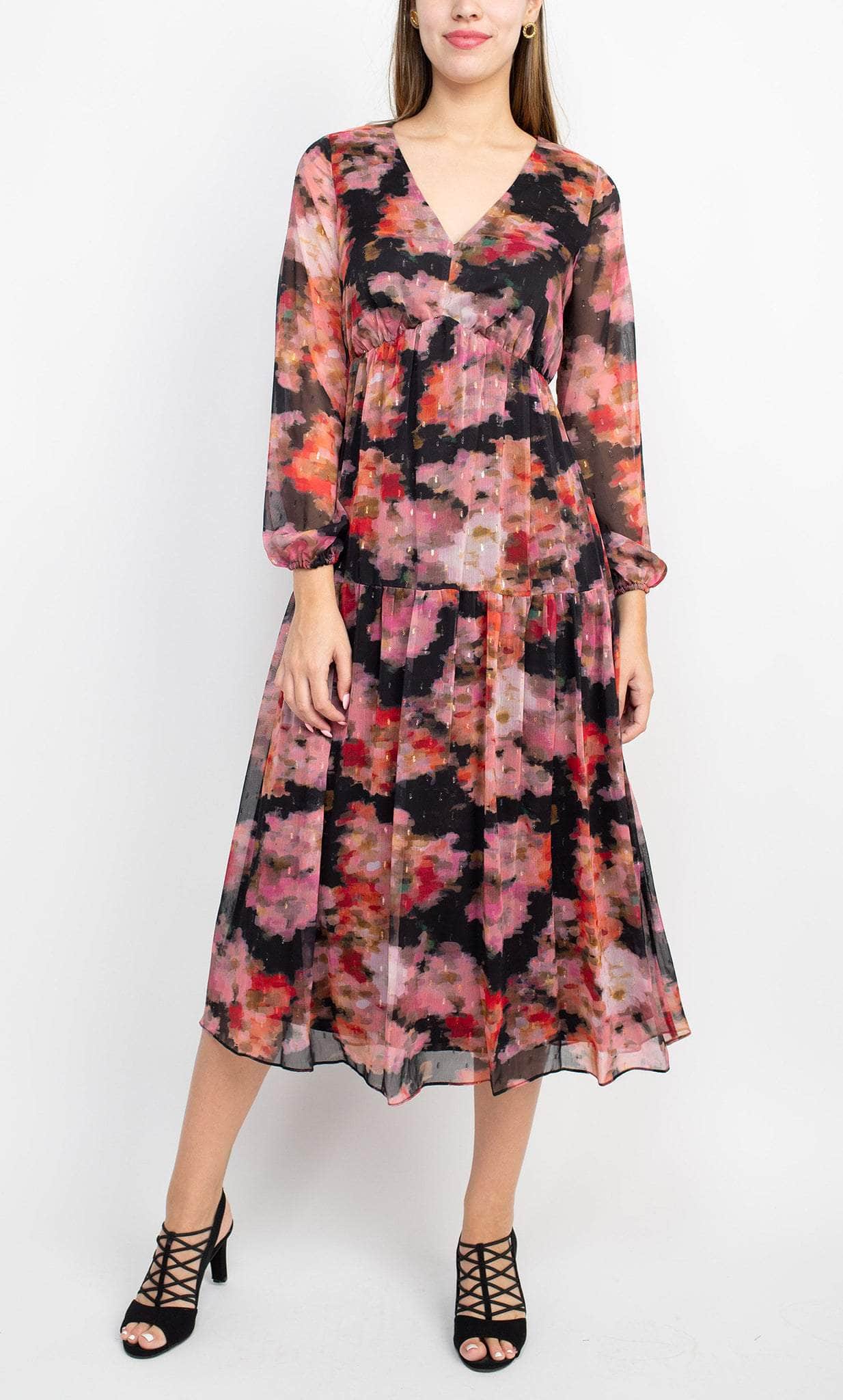 Adrianna Papell AP1E209660 - Tea Length Floral Chiffon Dress Couture Candy Adrianna Papell AP1E209660 - Tea Length Floral Chiffon Dress Couture Candy