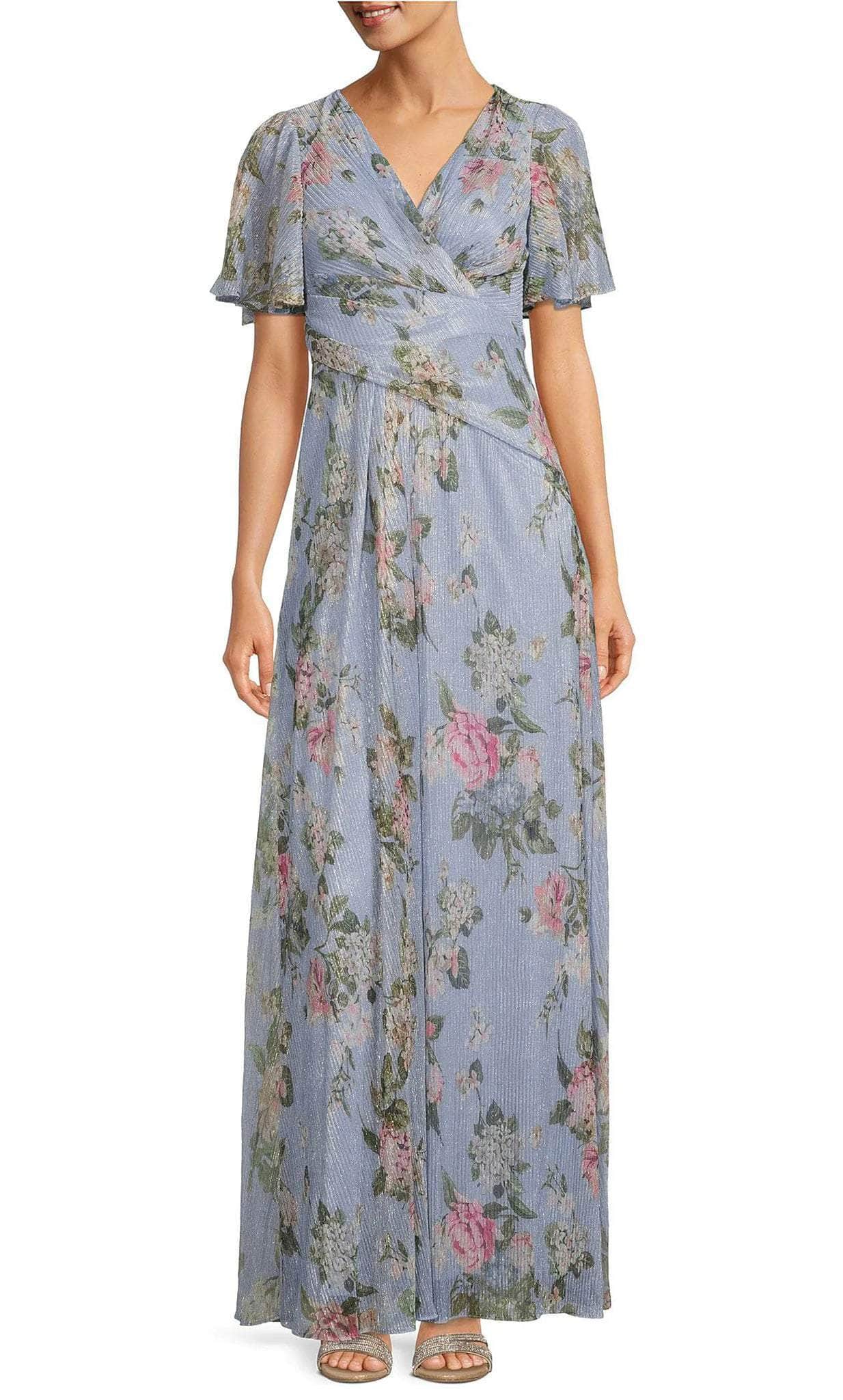 Adrianna Papell AP1E209735 - Short Sleeve V Neck Long Dress Couture Candy Adrianna Papell AP1E209735 - Short Sleeve V Neck Long Dress Couture Candy