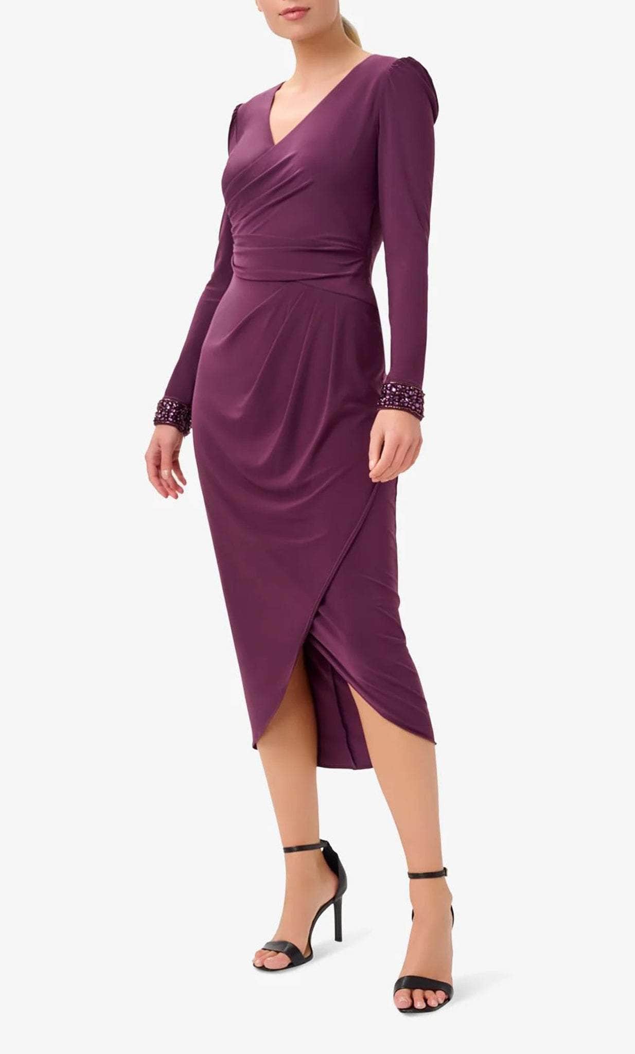 Adrianna Papell AP1E210005 - V-Neck Long Sleeve Formal Dress Couture Candy Adrianna Papell AP1E210005 - V-Neck Long Sleeve Formal Dress Couture Candy