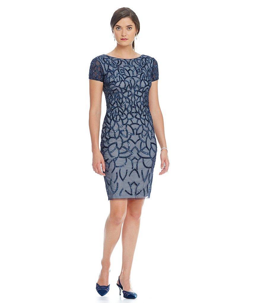 Adrianna Papell - Beaded Short Sleeves Cocktail Dress 41928650 Couture Candy Adrianna Papell - Beaded Short Sleeves Cocktail Dress 41928650 Couture Candy