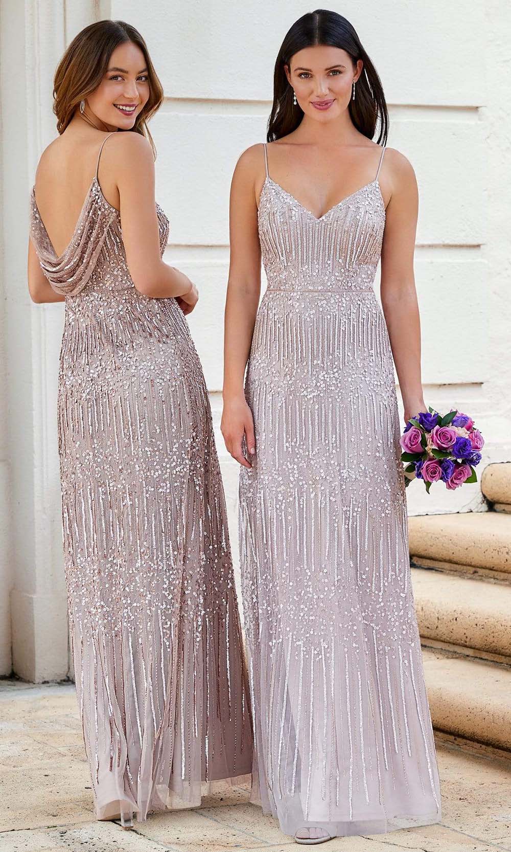 Adrianna Papell Platinum - 40327 Sequined A-Line Dress With Cowl Back Couture Candy Adrianna Papell Platinum - 40327 Sequined A-Line Dress With Cowl Back Couture Candy