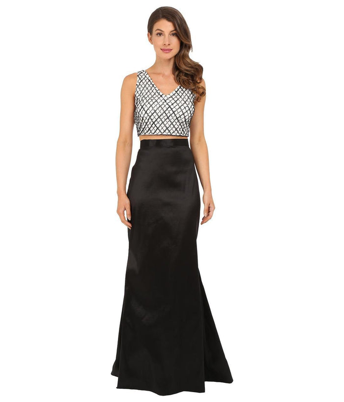 Adrianna Papell - Two-Piece V-Neck Dress 91921660 Special Occasion Dress 6 / Ivory Black