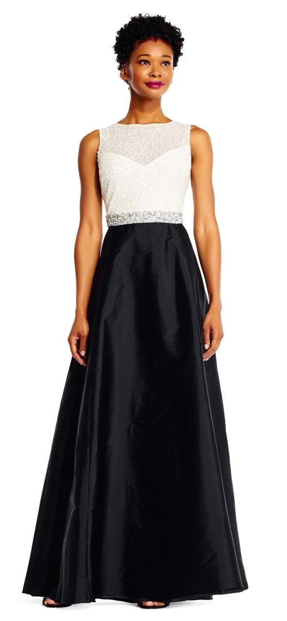 Adrianna Papell - Two Toned Embellished Gown AP1E201225 Special Occasion Dress 2 / Ivory Black