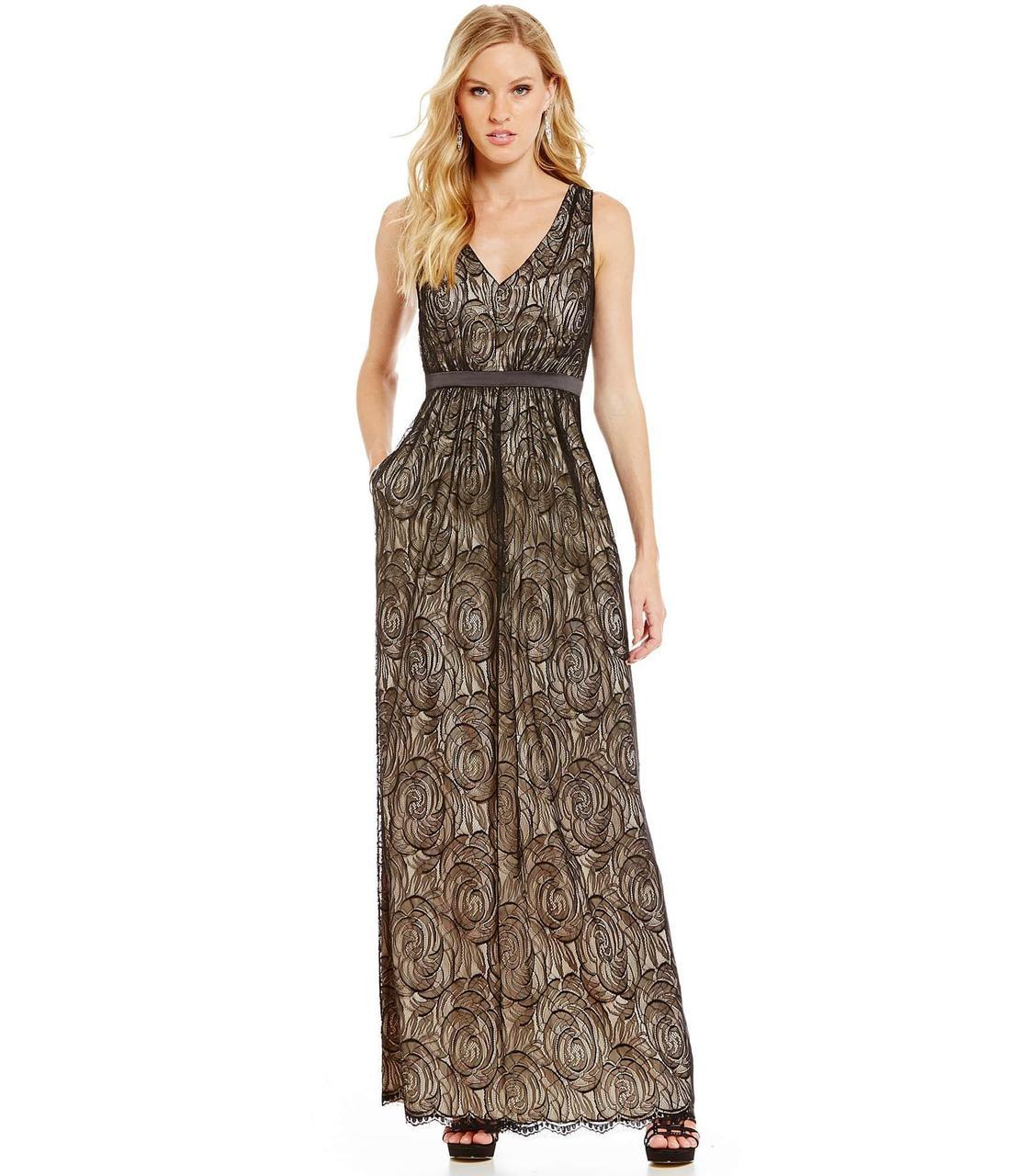Adrianna Papell - V-Neckline Embellished Lace Dress 91927460 Couture Candy Adrianna Papell - V-Neckline Embellished Lace Dress 91927460 Couture Candy