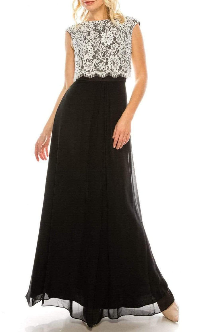 Aidan Mattox - 54466880 Lace Bateau A-Line Dress Prom Dresses 0 / Ivory Black