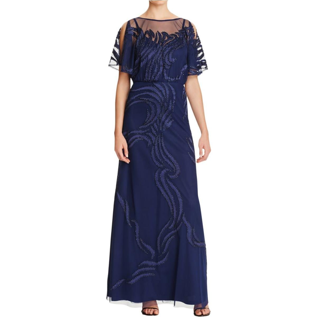 aidan mattox dress blue Aidan Mattox MD1E205391 Damask Sleeveless Ballgown